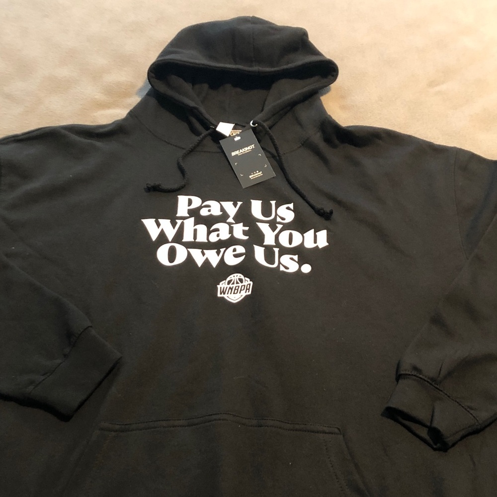 WNBPA PAY US WHAT YOU OWE US Adult Unisex 2XL Hoodie with Kangaroo Pouch NWT